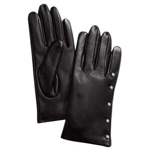 NWT Charter Club Women’s Genuine Leather Gloves‎ Pearl Trim Gift Soft Warm